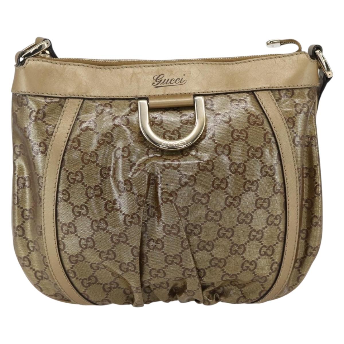 GUCCI GG Crystal Shoulder Bag Coated Canvas Gold 203257 Auth am10706