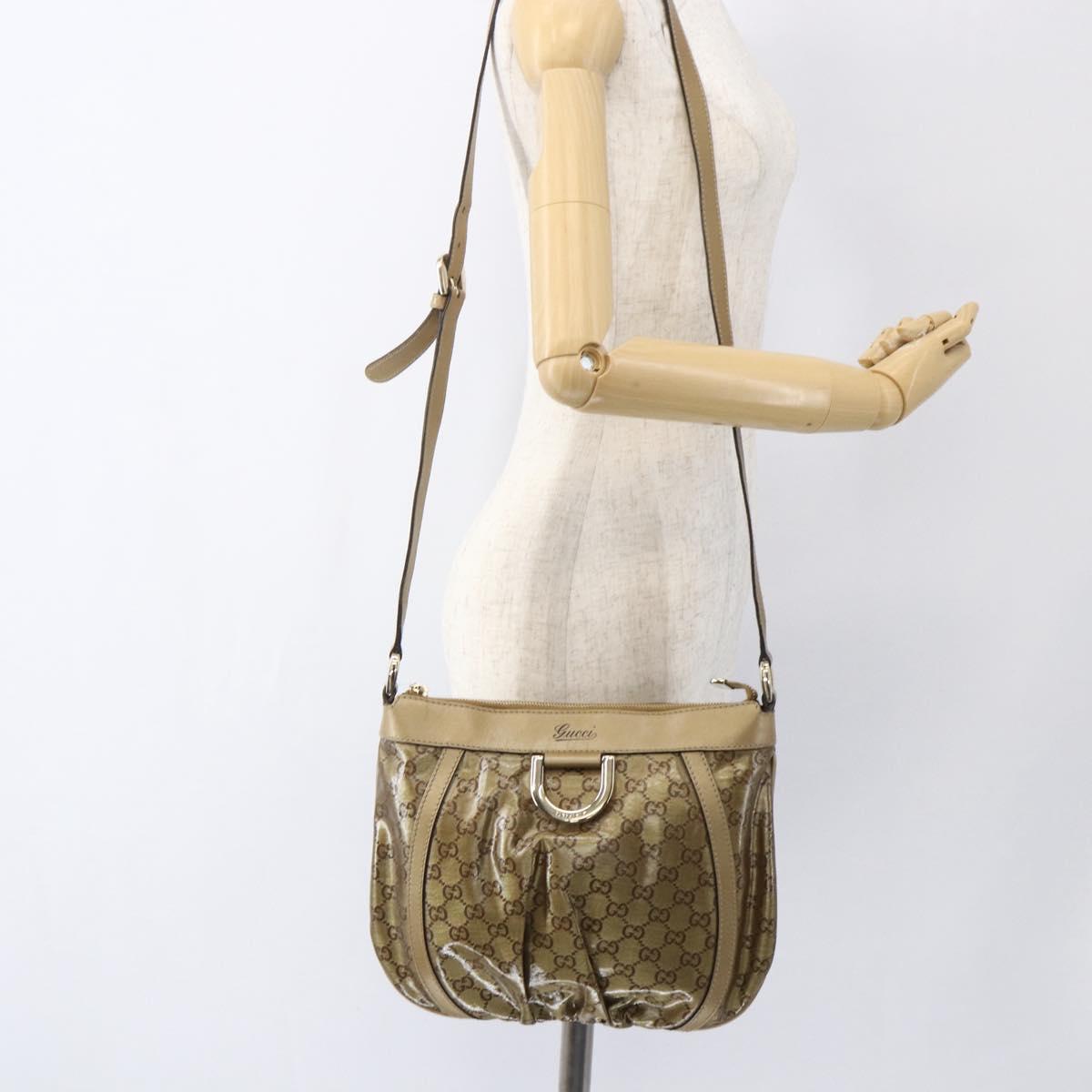 GUCCI GG Crystal Shoulder Bag Coated Canvas Gold 203257 Auth am10706