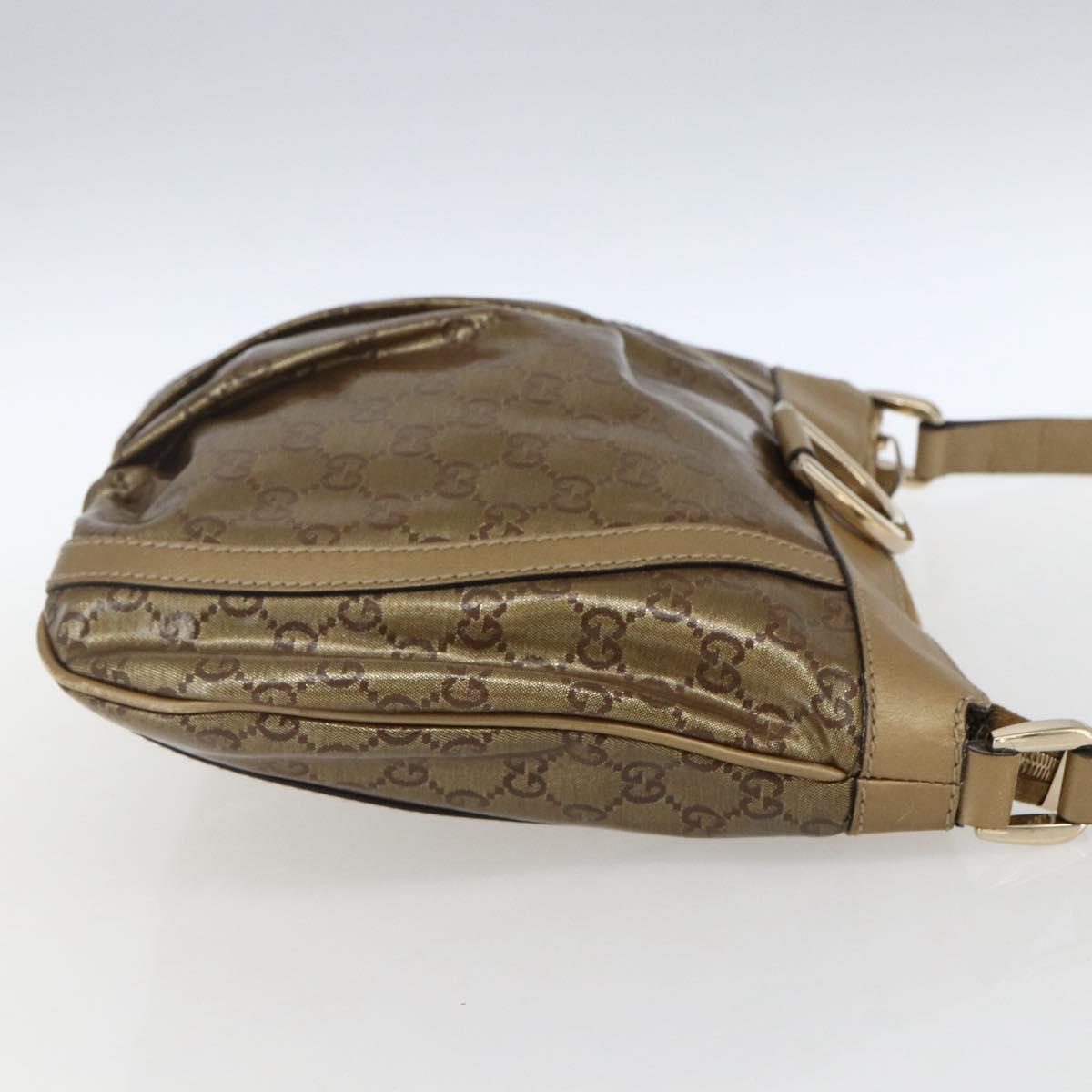 GUCCI GG Crystal Shoulder Bag Coated Canvas Gold 203257 Auth am10706