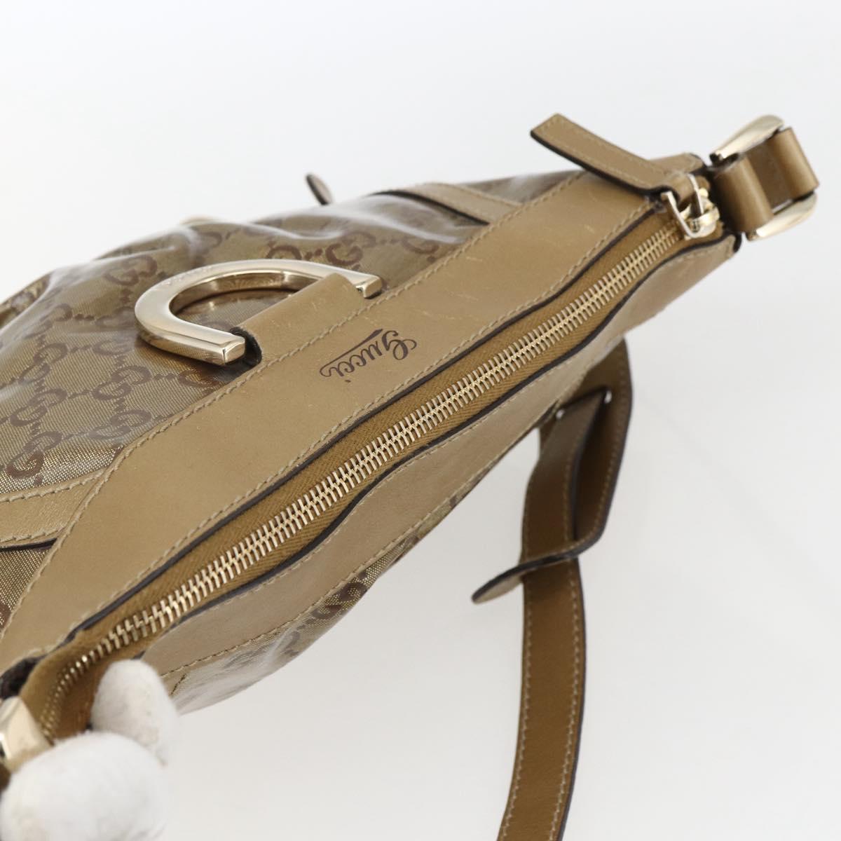 GUCCI GG Crystal Shoulder Bag Coated Canvas Gold 203257 Auth am10706