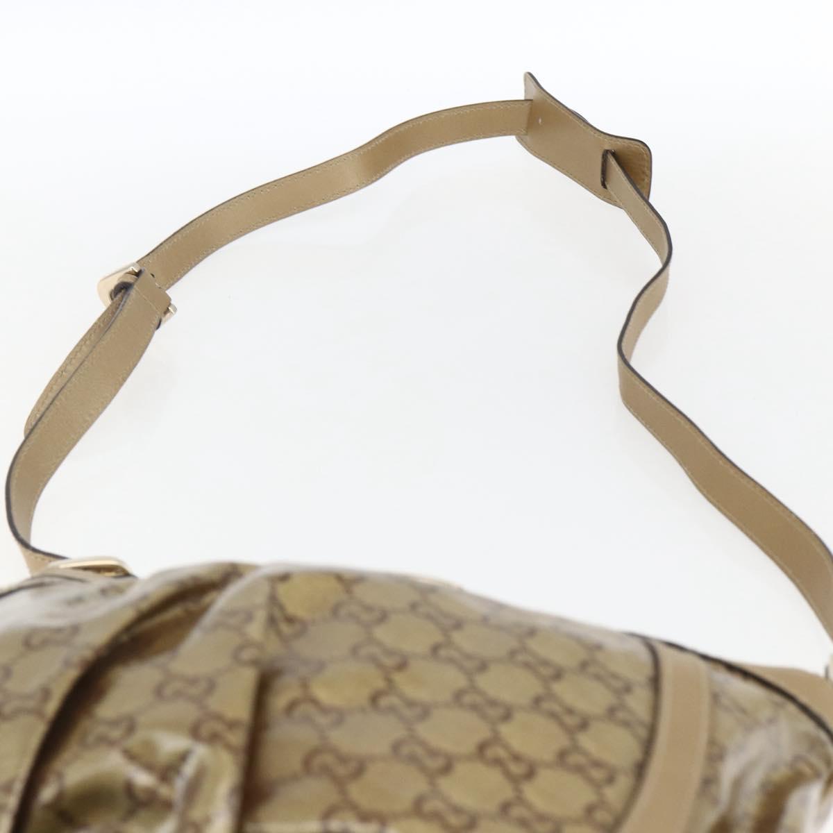 GUCCI GG Crystal Shoulder Bag Coated Canvas Gold 203257 Auth am10706