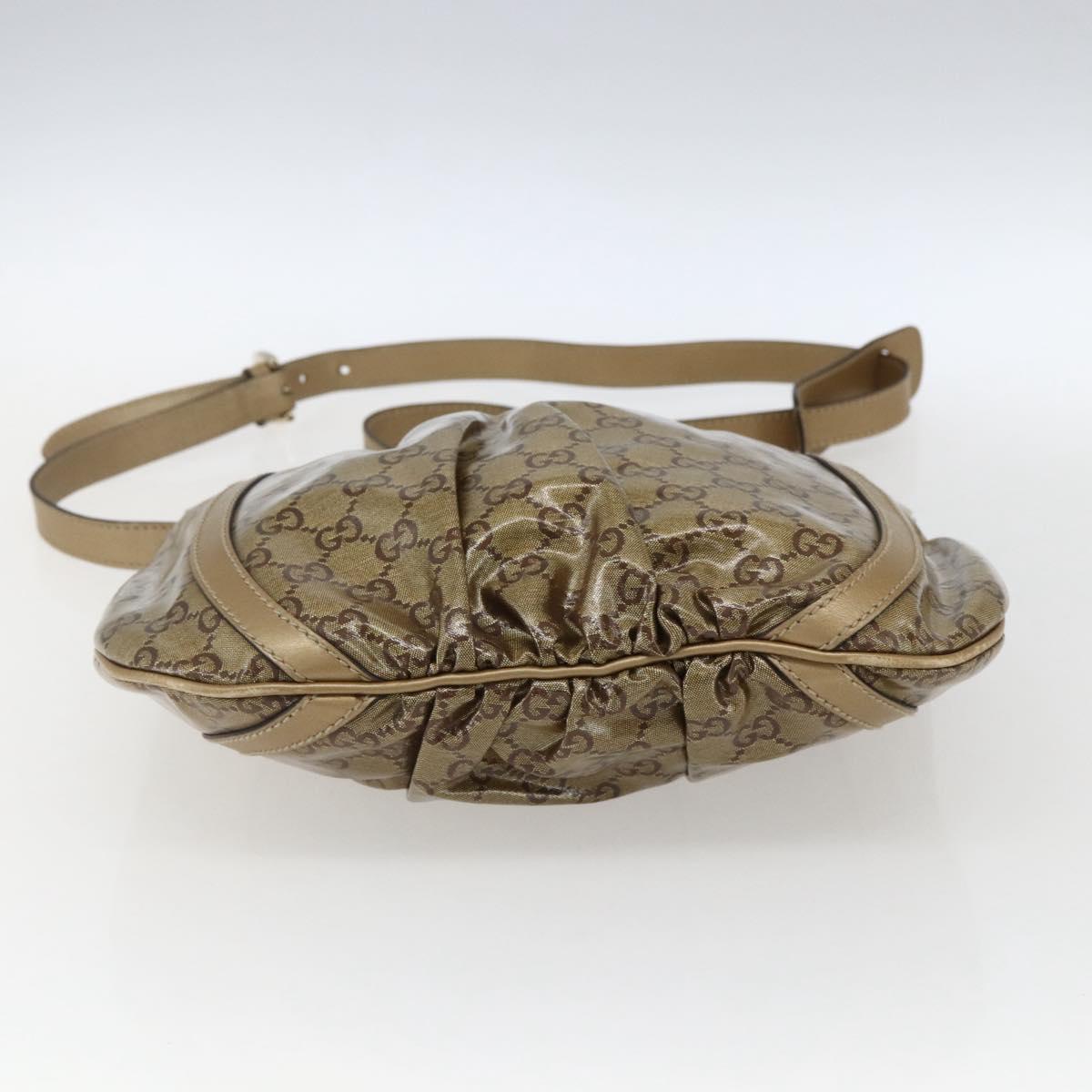 GUCCI GG Crystal Shoulder Bag Coated Canvas Gold 203257 Auth am10706