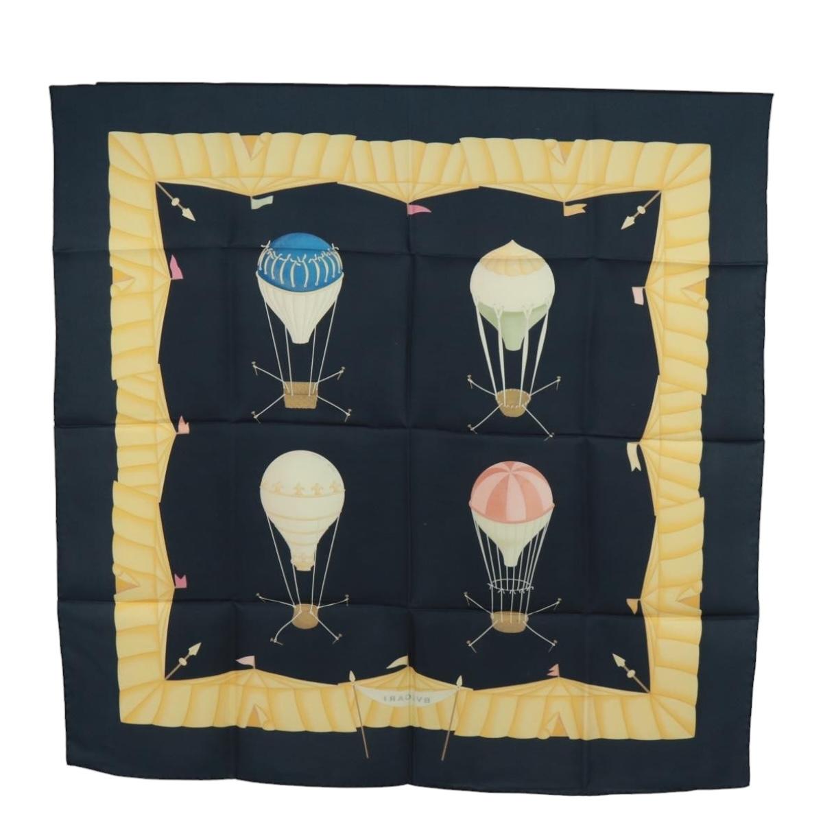 BVLGARI Scarf Silk Black Auth am10707V