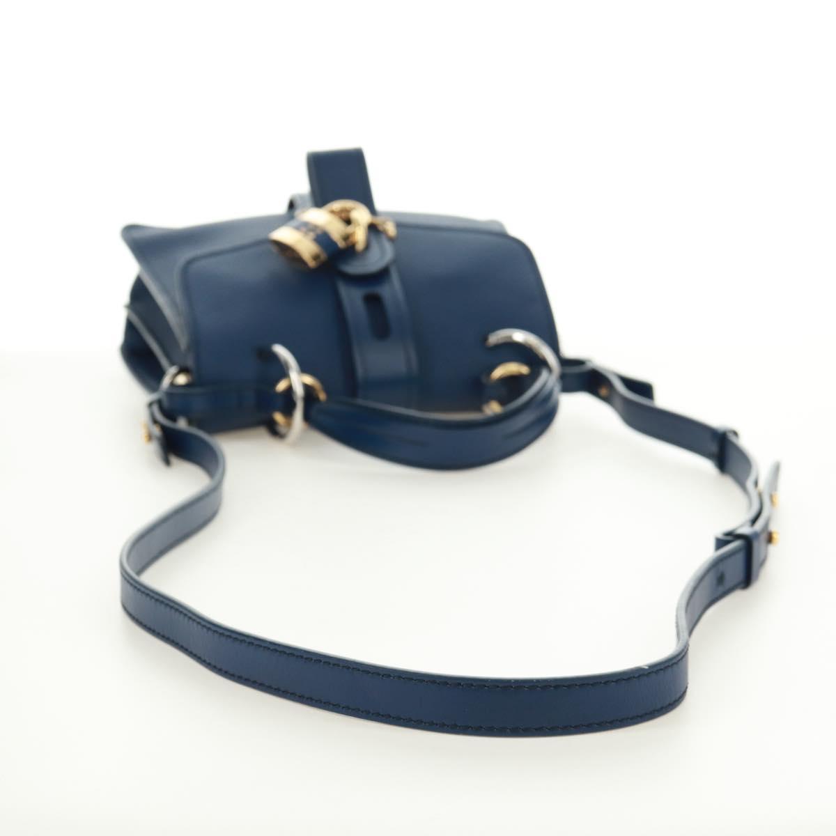 Chloe Abbey Smallday Hand Bag Leather 2way Blue Gold Silver Auth am10710V