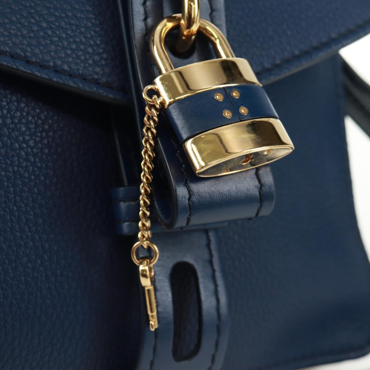 Chloe Abbey Smallday Hand Bag Leather 2way Blue Gold Silver Auth am10710V