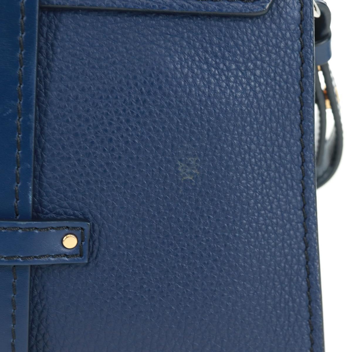 Chloe Abbey Smallday Hand Bag Leather 2way Blue Gold Silver Auth am10710V