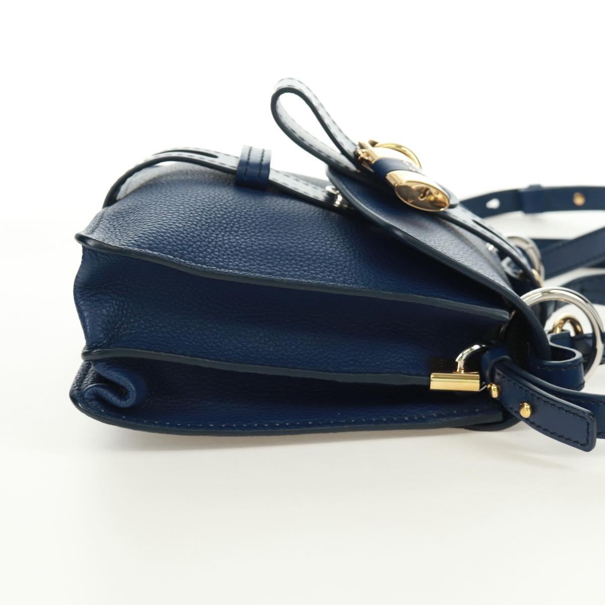 Chloe Abbey Smallday Hand Bag Leather 2way Blue Gold Silver Auth am10710V