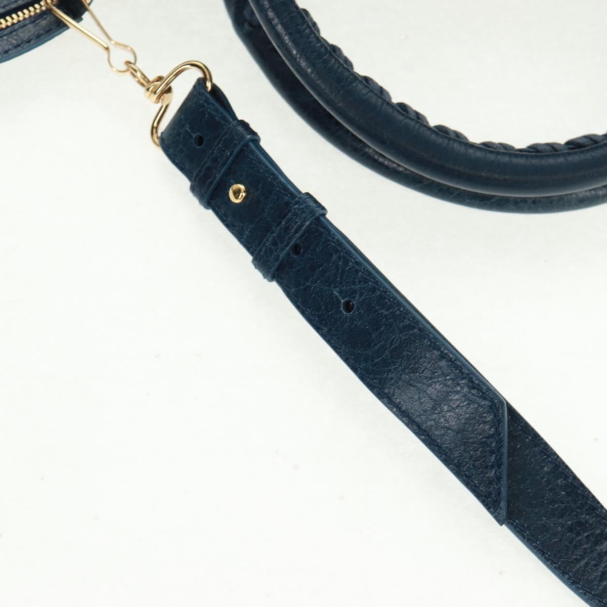 BALENCIAGA Giant Town Hand Bag Leather 2way Blue Gold Auth am10713SAV