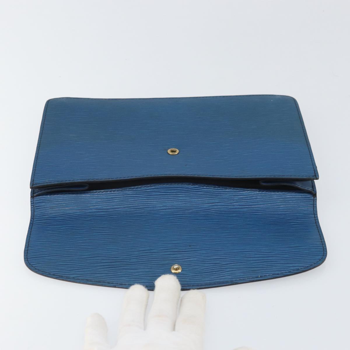 LOUIS VUITTON Epi Montaigne 23 Clutch Bag Blue M52665 LV Auth am10715