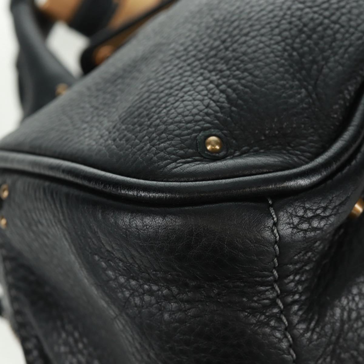 Chloe Paddington Hand Bag Leather 2way Black Gold Silver Auth am10718SV