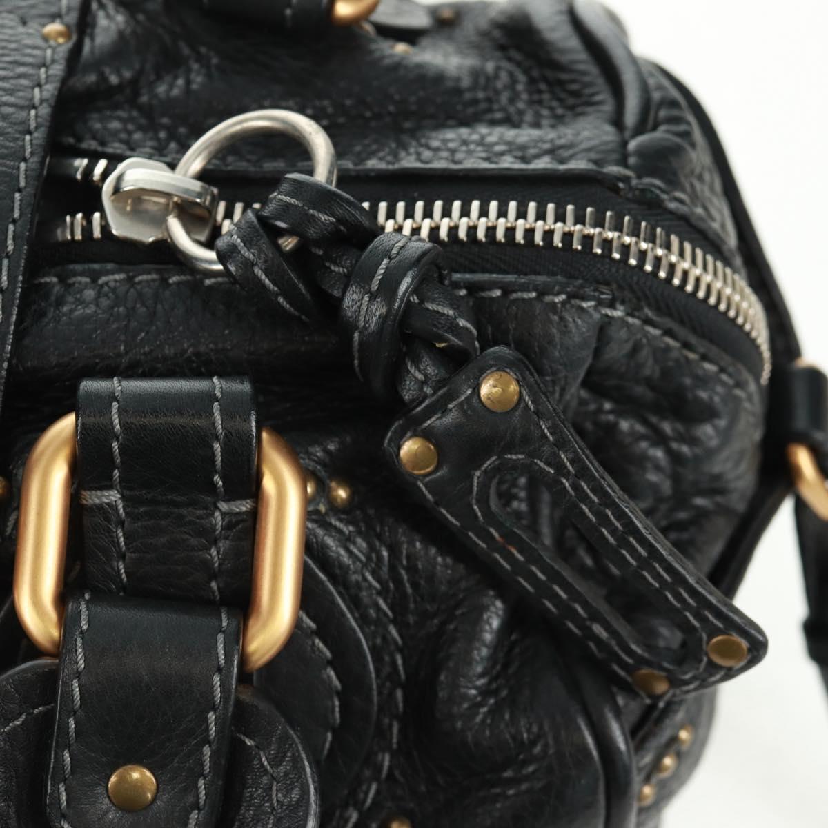 Chloe Paddington Hand Bag Leather 2way Black Gold Silver Auth am10718SV