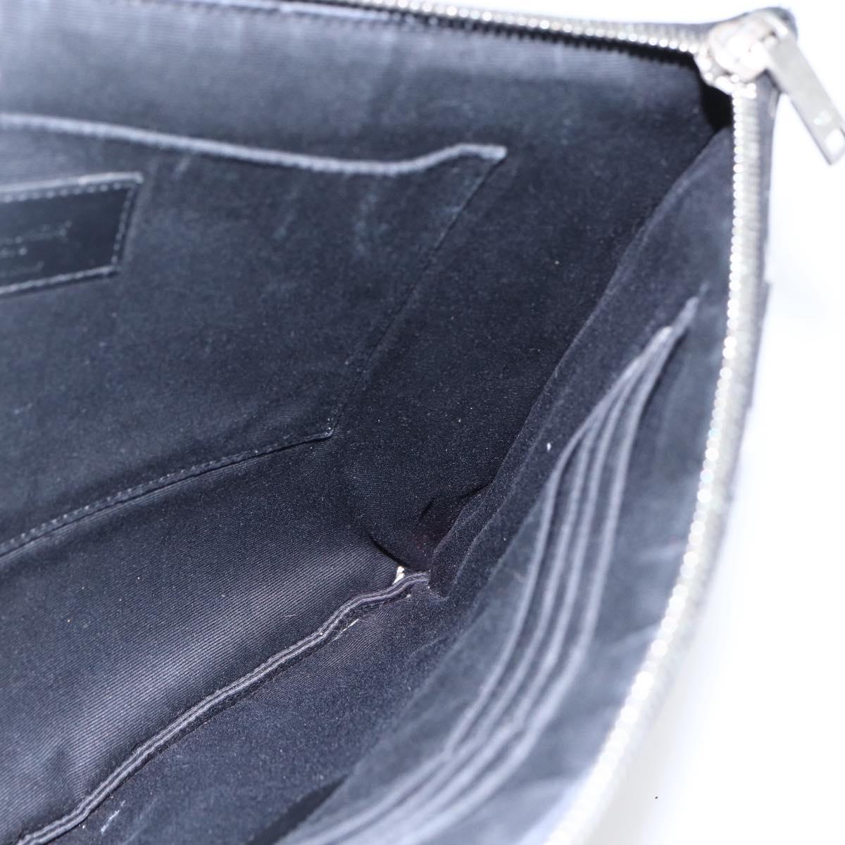 SAINT LAURENT Studs Clutch Bag Leather Black Silver Auth am10722