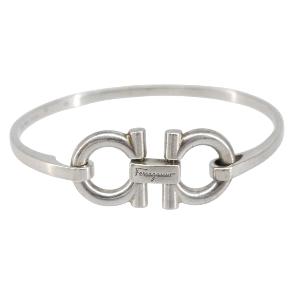 Salvatore Ferragamo Gancini Bracelet Ag925 M Silver Auth am10724V