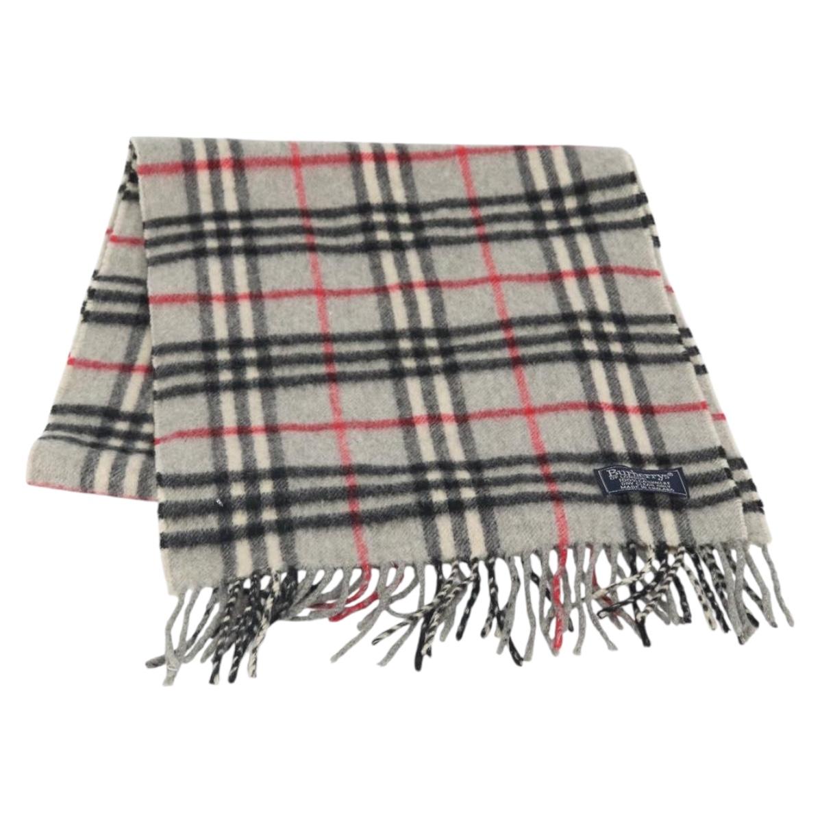 Burberrys Nova Check Scarf Cashmere Gray Auth am10725