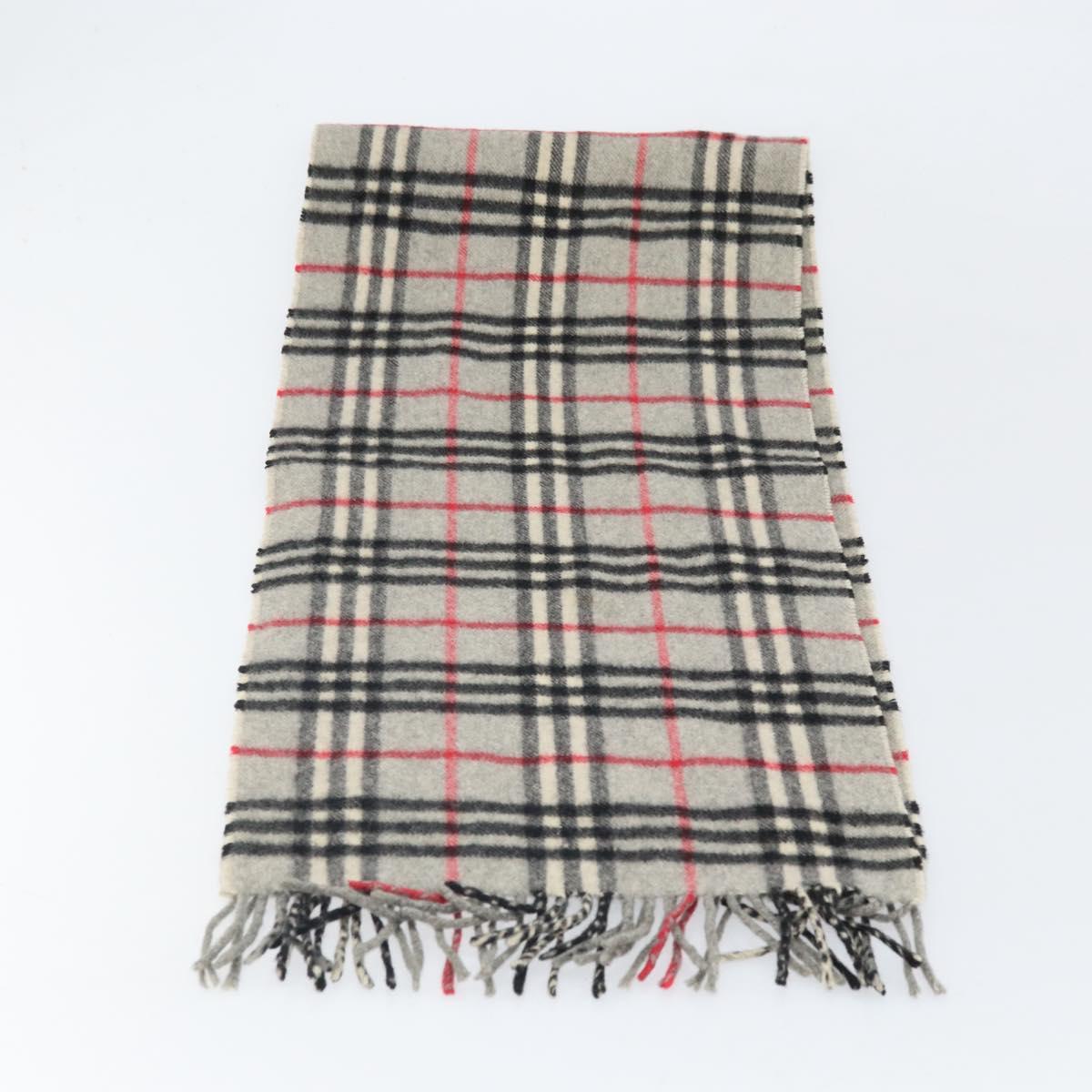 Burberrys Nova Check Scarf Cashmere Gray Auth am10725