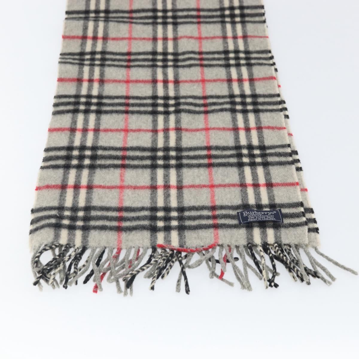 Burberrys Nova Check Scarf Cashmere Gray Auth am10725