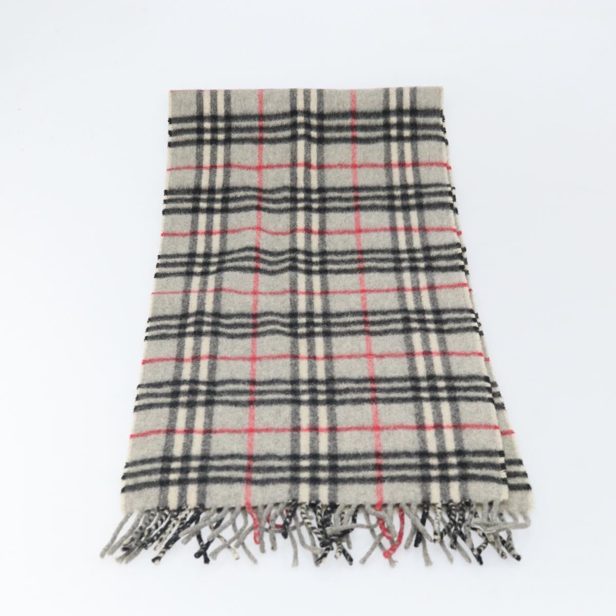 Burberrys Nova Check Scarf Cashmere Gray Auth am10725