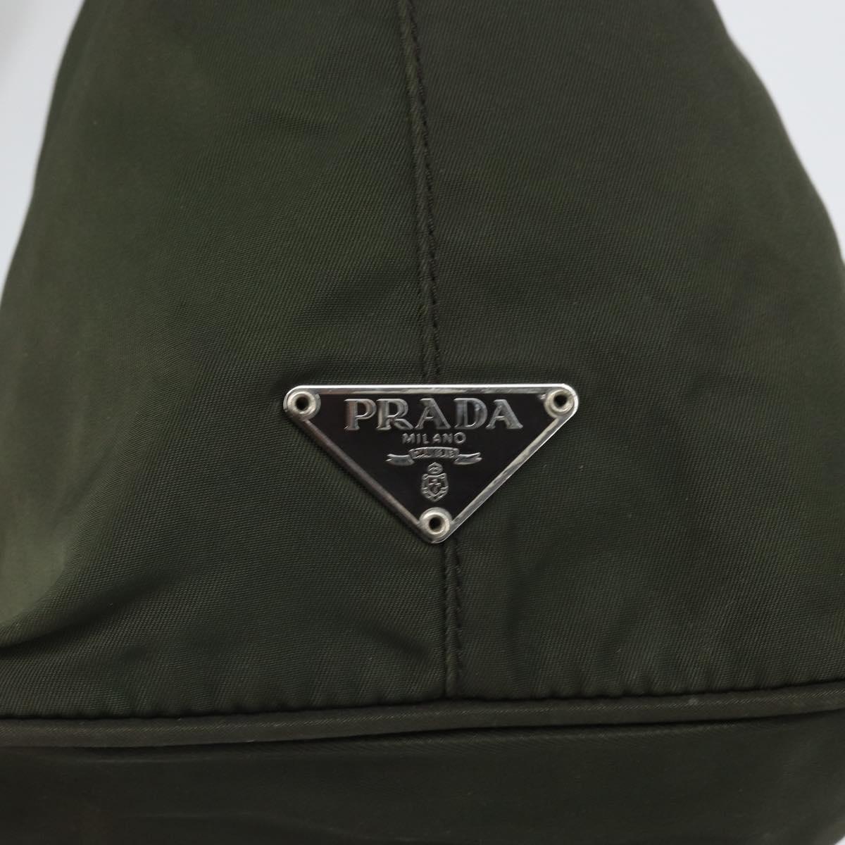 PRADA Shoulder Bag Nylon Khaki Silver Auth am10730