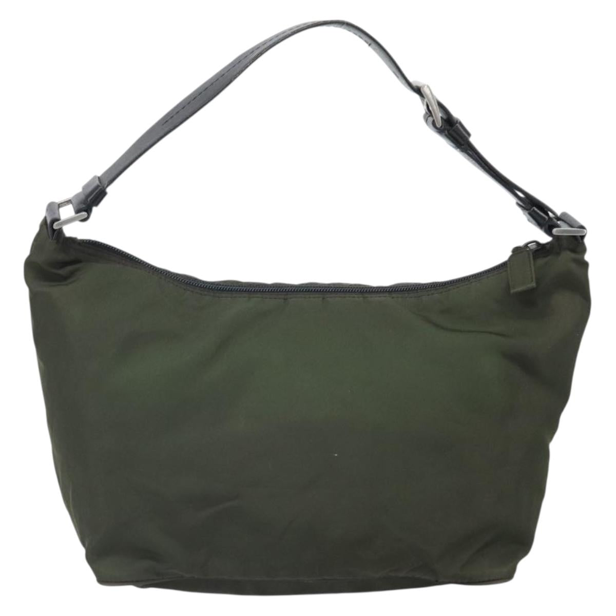 PRADA Shoulder Bag Nylon Khaki Silver Auth am10730