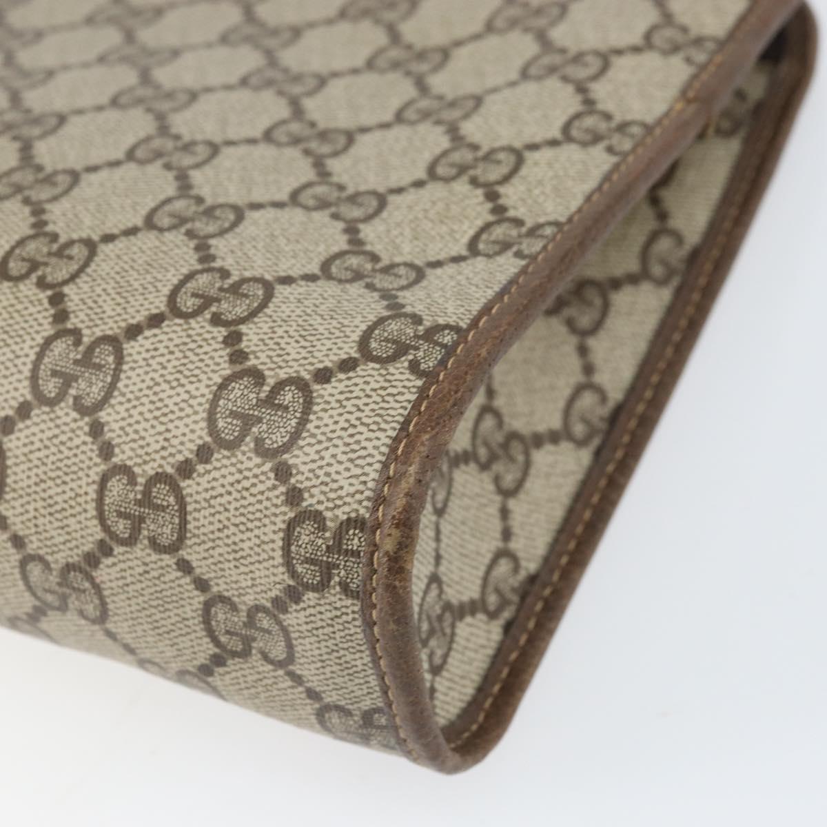 GUCCI GG Supreme Clutch Bag PVC Beige Gold 97 01 037 Auth am10731