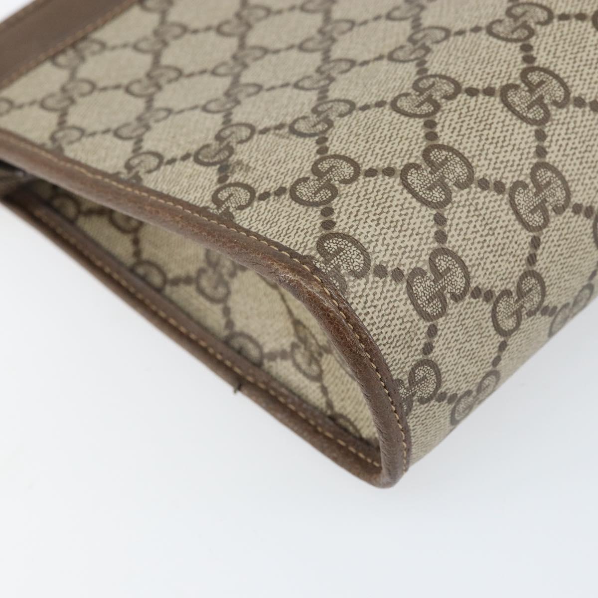 GUCCI GG Supreme Clutch Bag PVC Beige Gold 97 01 037 Auth am10731