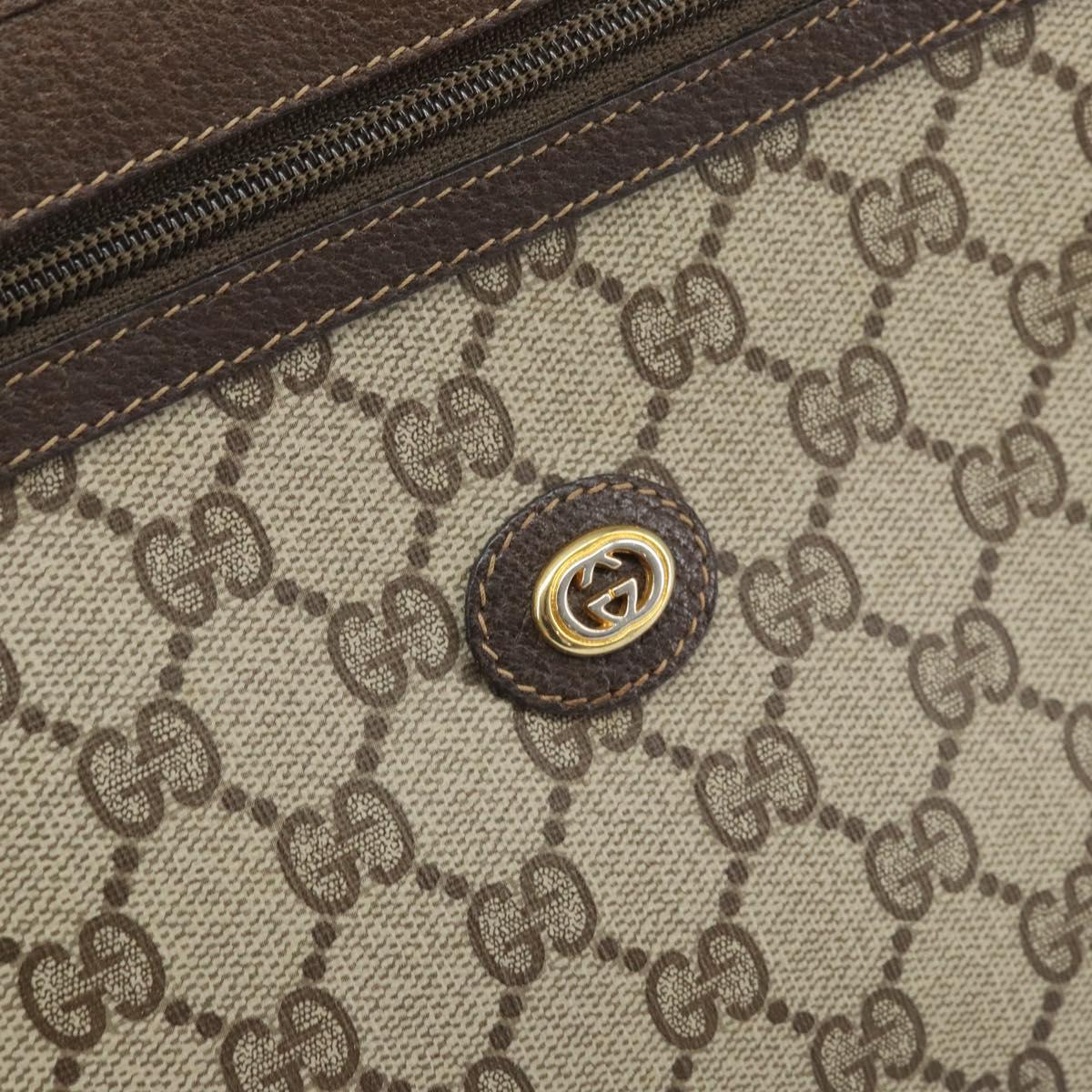 GUCCI GG Supreme Clutch Bag PVC Beige Gold 97 01 037 Auth am10731