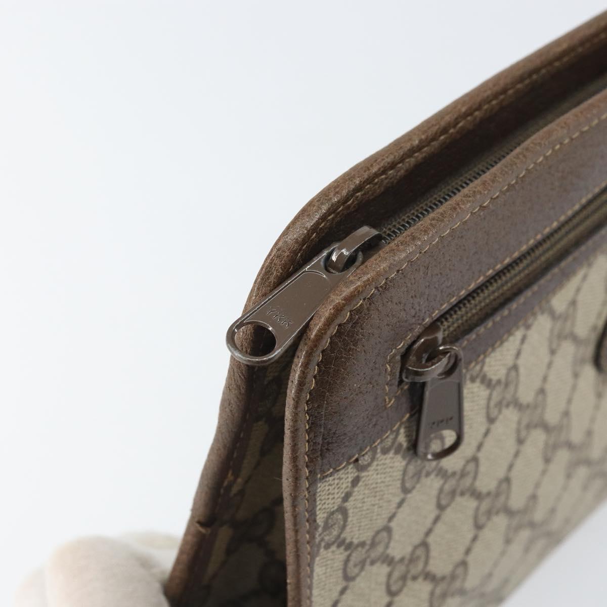 GUCCI GG Supreme Clutch Bag PVC Beige Gold 97 01 037 Auth am10731