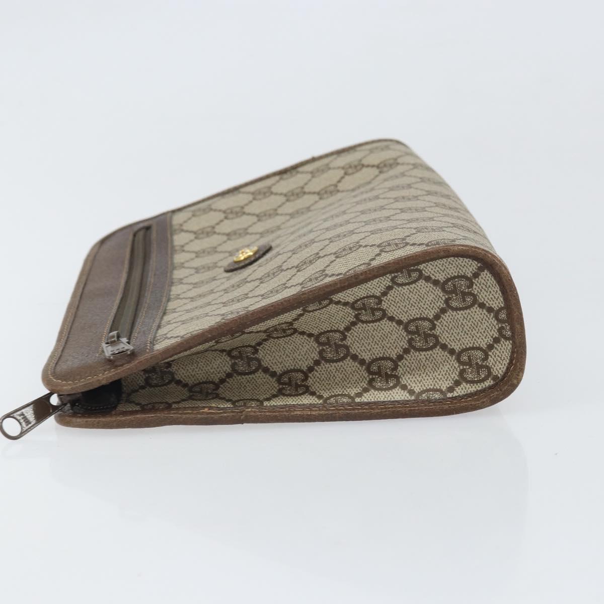 GUCCI GG Supreme Clutch Bag PVC Beige Gold 97 01 037 Auth am10731