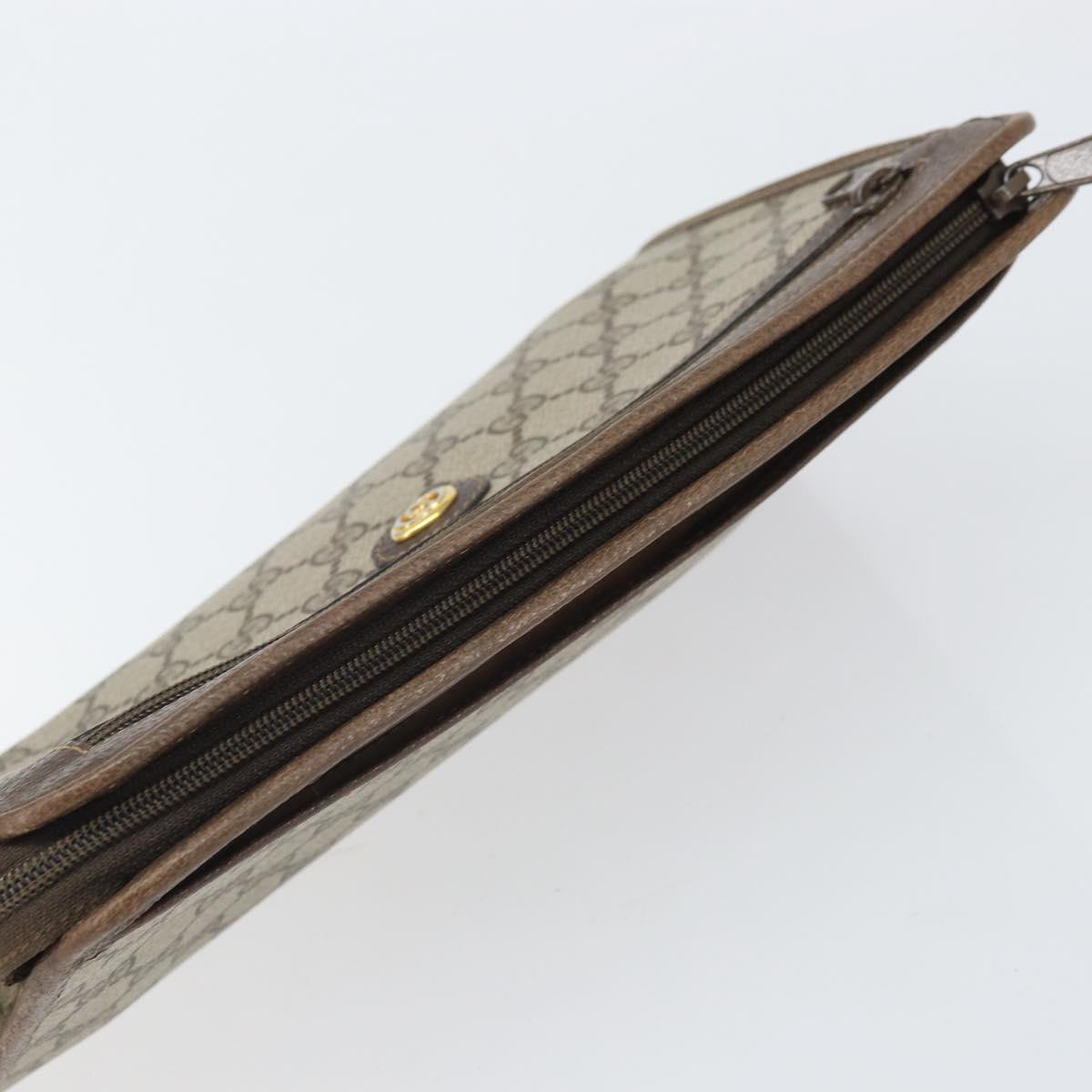 GUCCI GG Supreme Clutch Bag PVC Beige Gold 97 01 037 Auth am10731