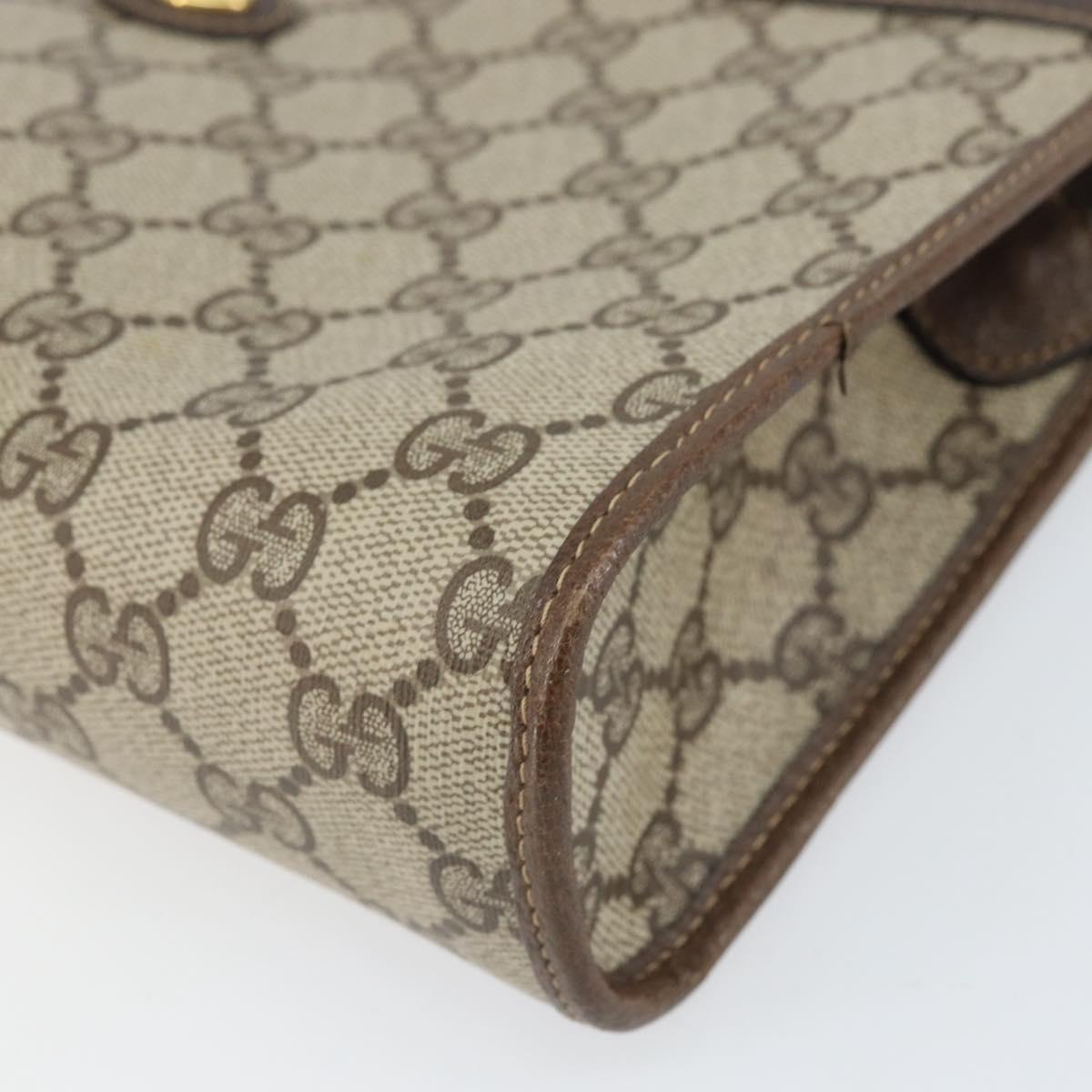 GUCCI GG Supreme Clutch Bag PVC Beige Gold 97 01 037 Auth am10731