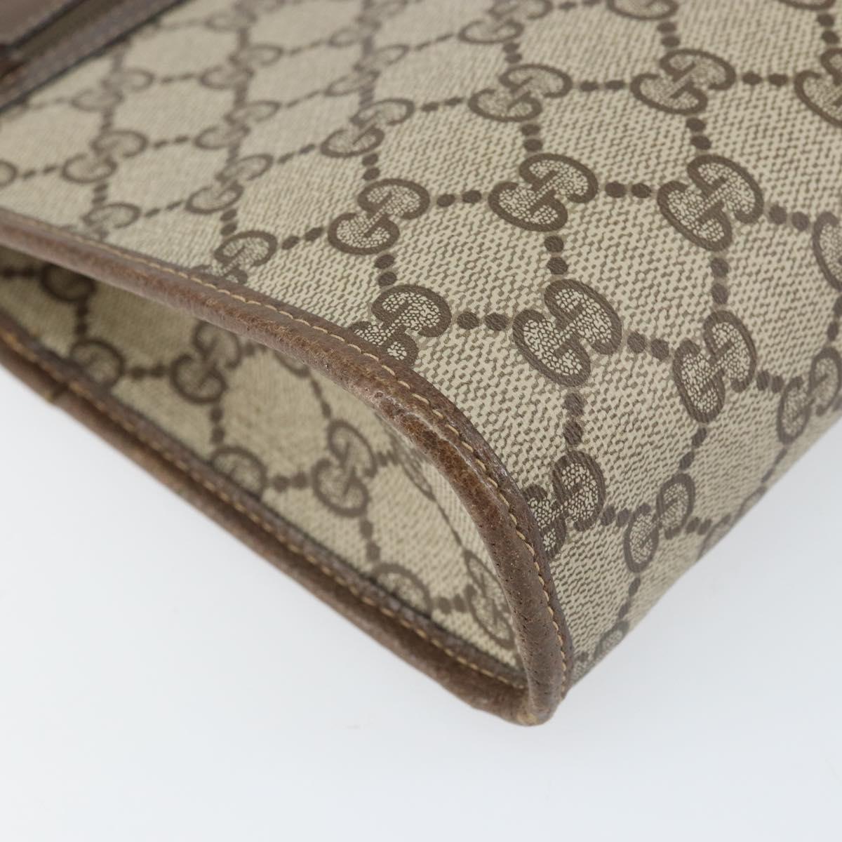 GUCCI GG Supreme Clutch Bag PVC Beige Gold 97 01 037 Auth am10731