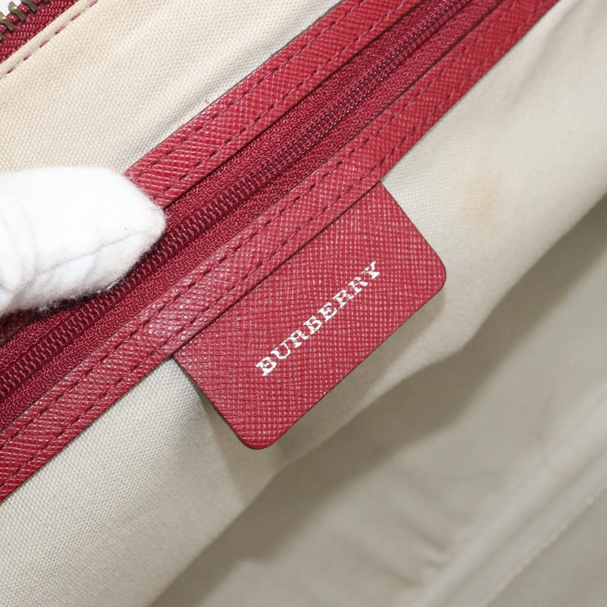 BURBERRY Nova Check Hand Bag Canvas Beige Silver Auth am10733A