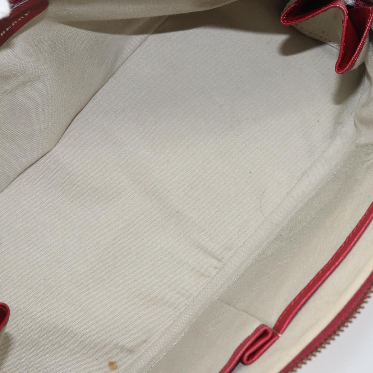 BURBERRY Nova Check Hand Bag Canvas Beige Silver Auth am10733A