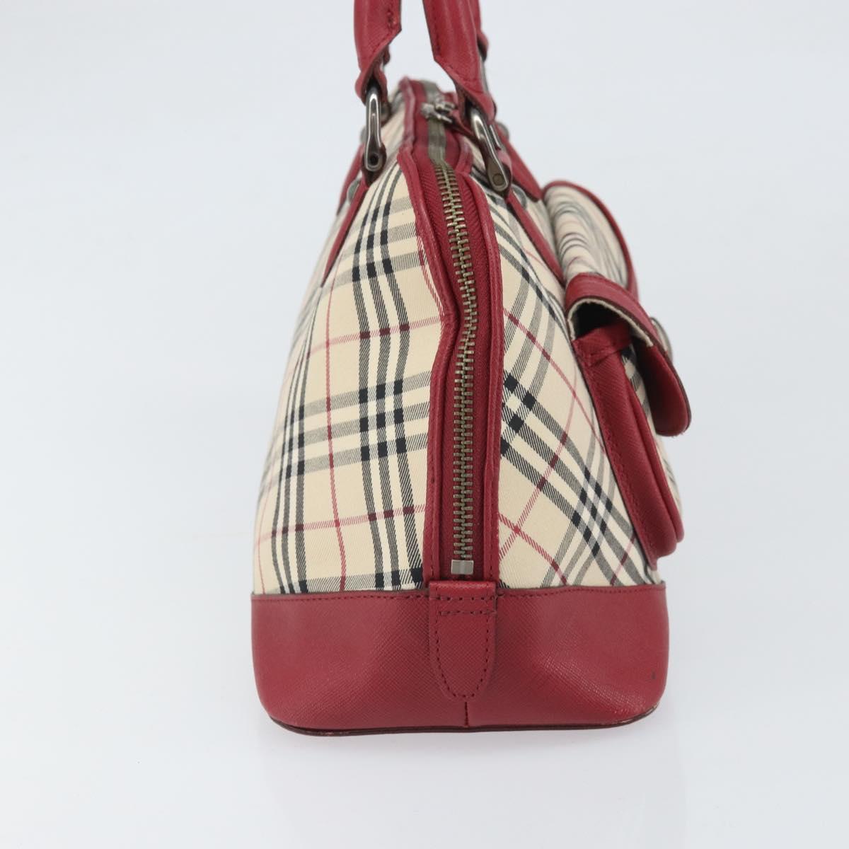 BURBERRY Nova Check Hand Bag Canvas Beige Silver Auth am10733A