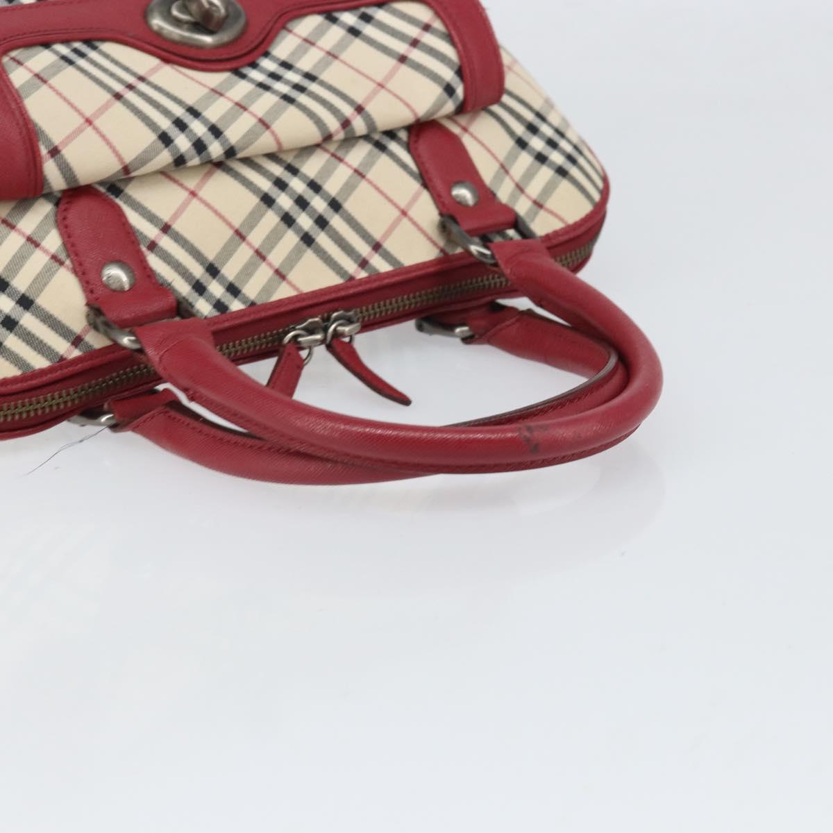 BURBERRY Nova Check Hand Bag Canvas Beige Silver Auth am10733A