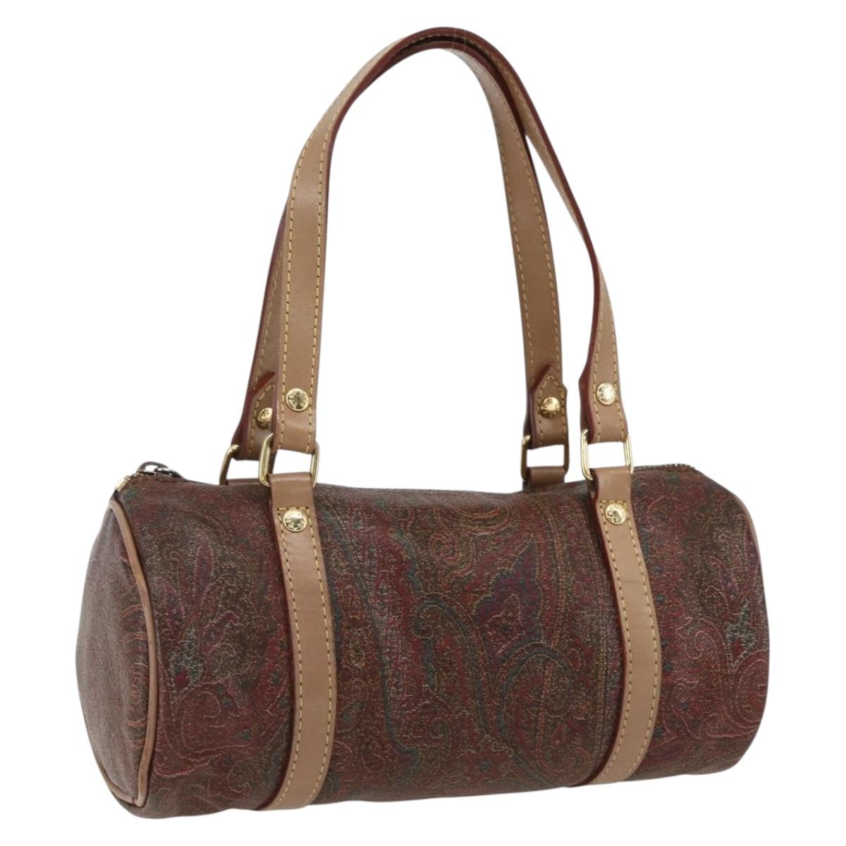 ETRO Paisley Hand Bag PVC Bordeaux Gold Auth am10734