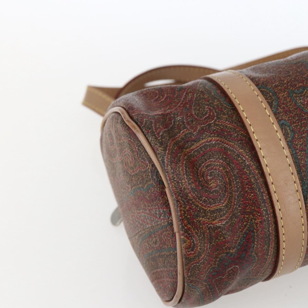 ETRO Paisley Hand Bag PVC Bordeaux Gold Auth am10734