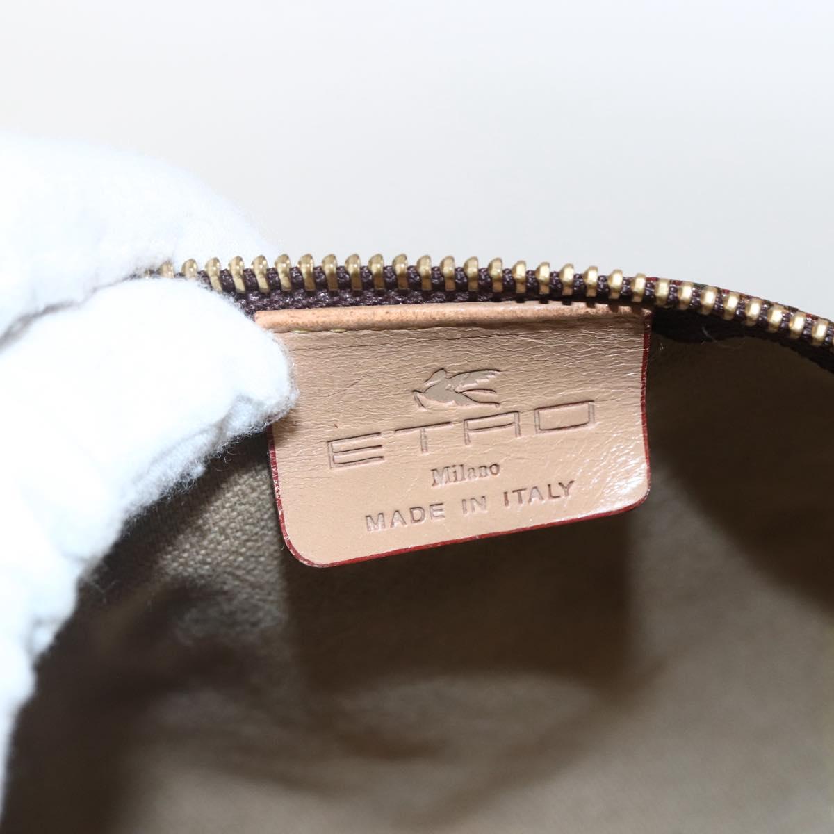 ETRO Paisley Hand Bag PVC Bordeaux Gold Auth am10734
