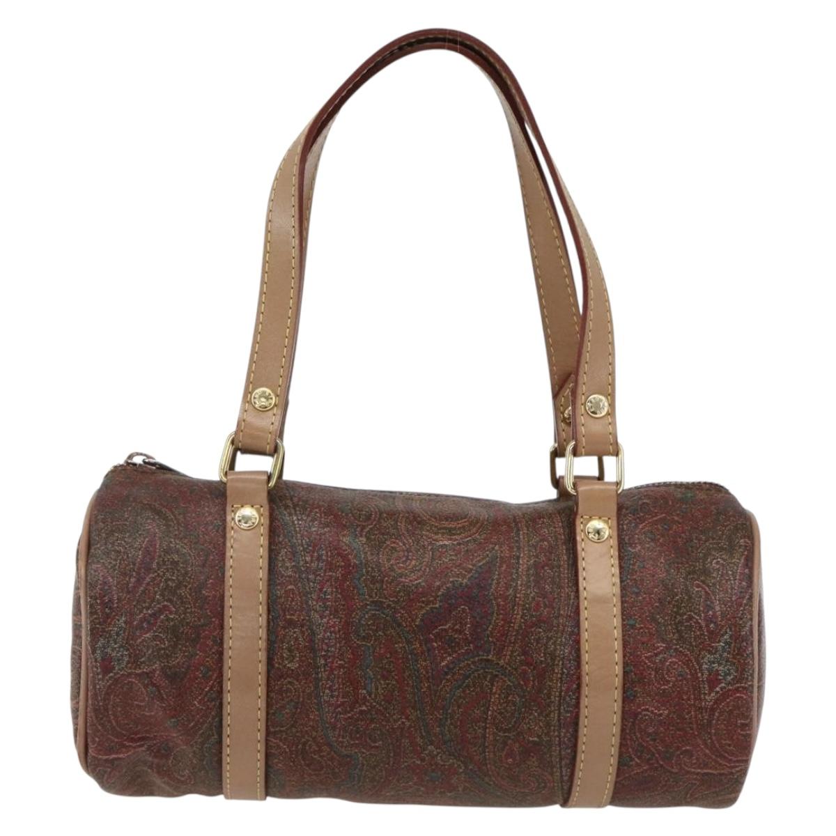 ETRO Paisley Hand Bag PVC Bordeaux Gold Auth am10734