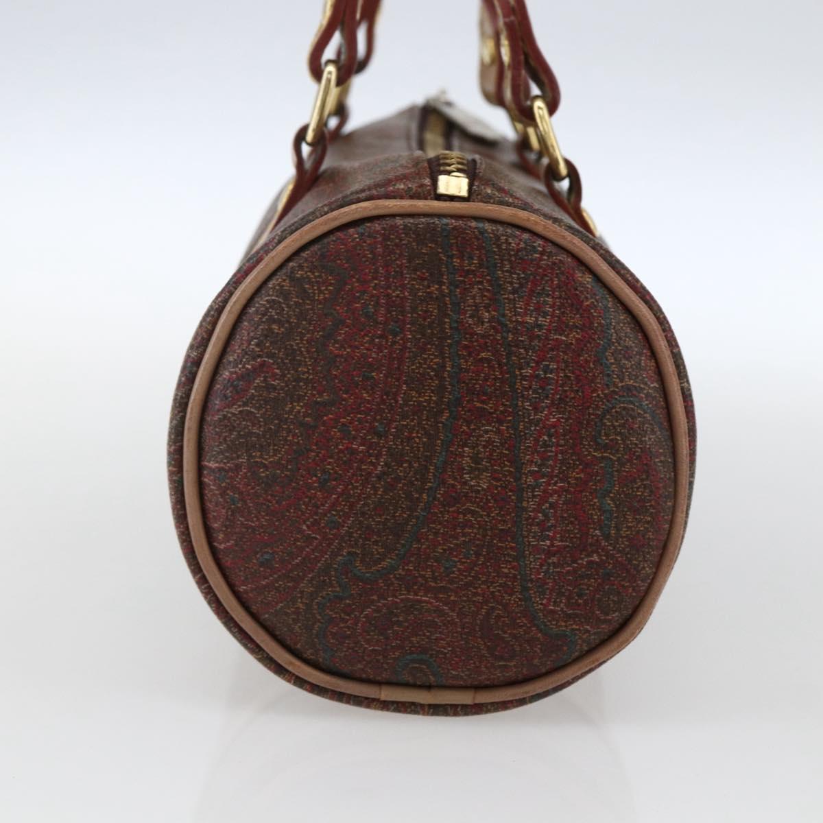 ETRO Paisley Hand Bag PVC Bordeaux Gold Auth am10734