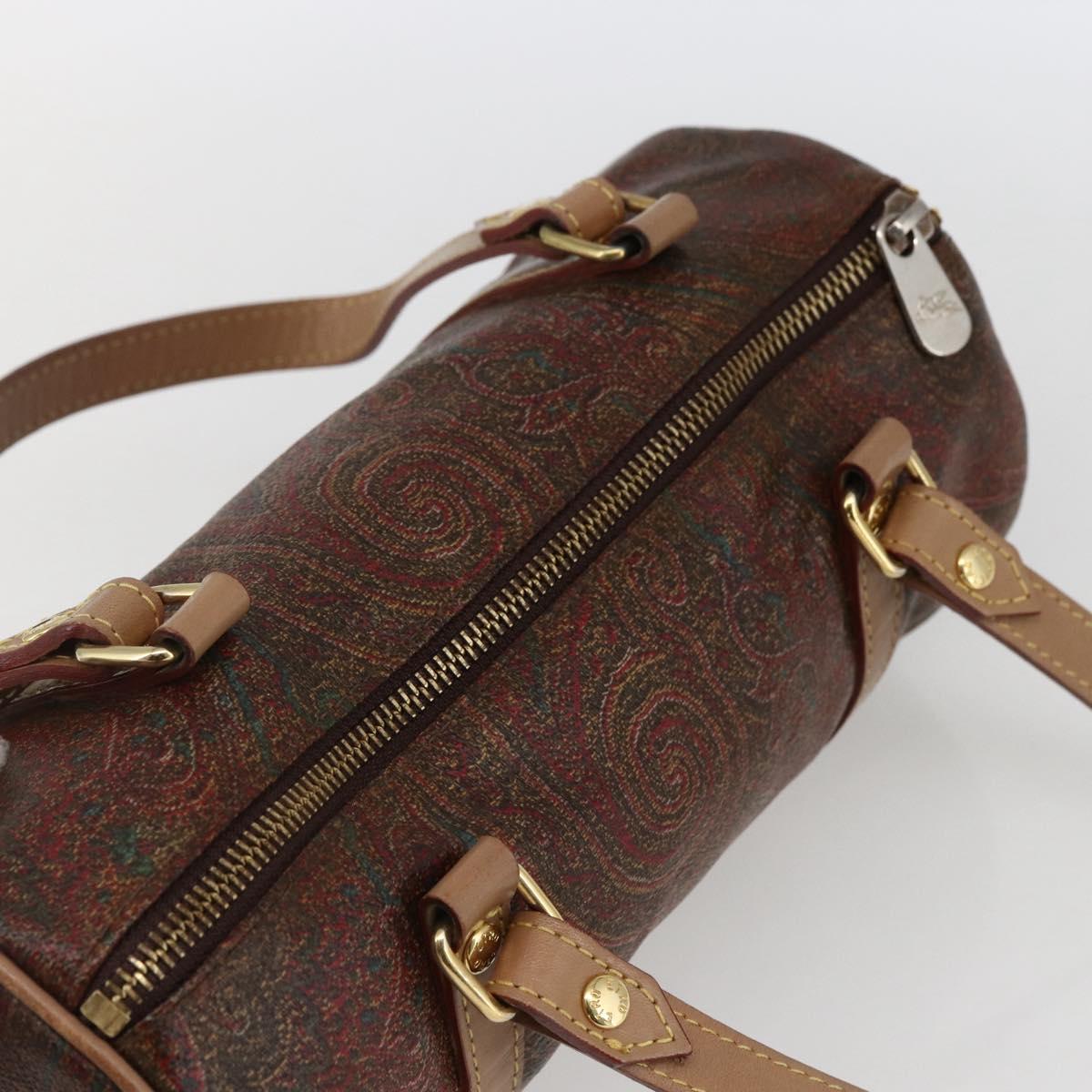 ETRO Paisley Hand Bag PVC Bordeaux Gold Auth am10734