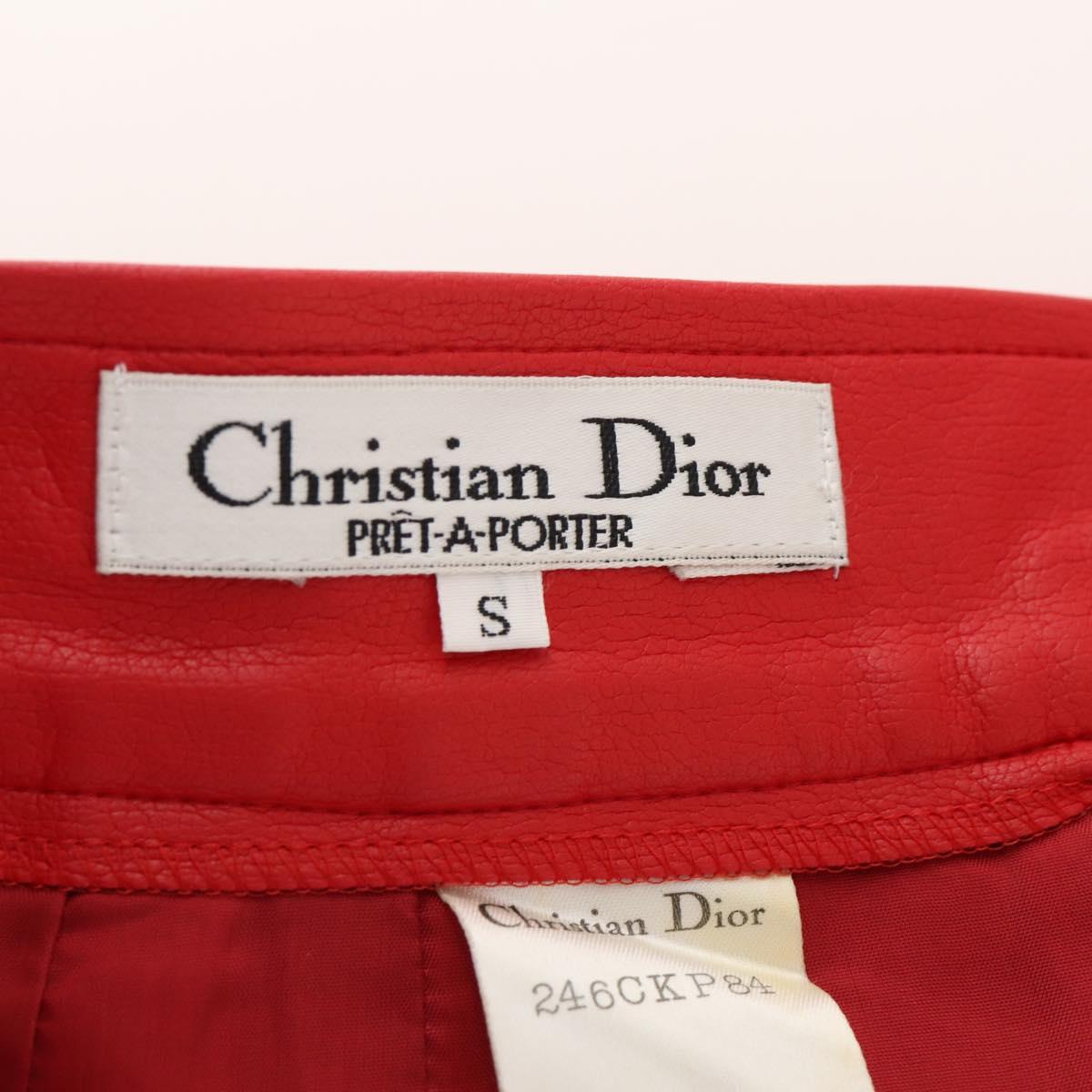 Christian Dior skirt Leather Red CC Auth am10735