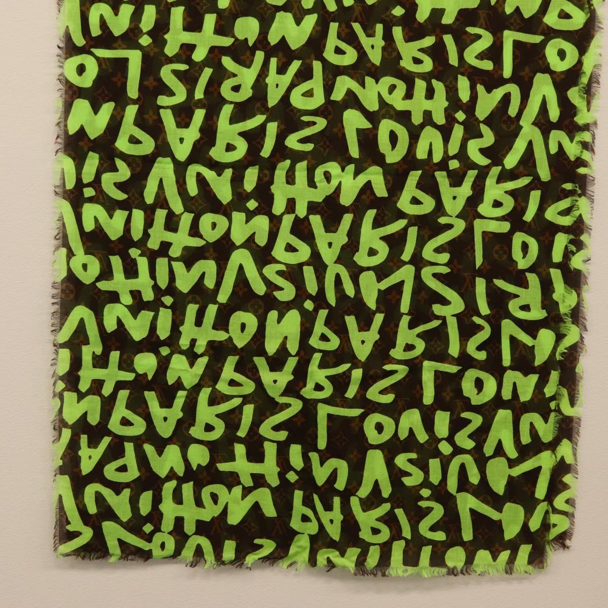 LOUIS VUITTON Monogram Graffiti Scarf Green LV Auth am10736SV
