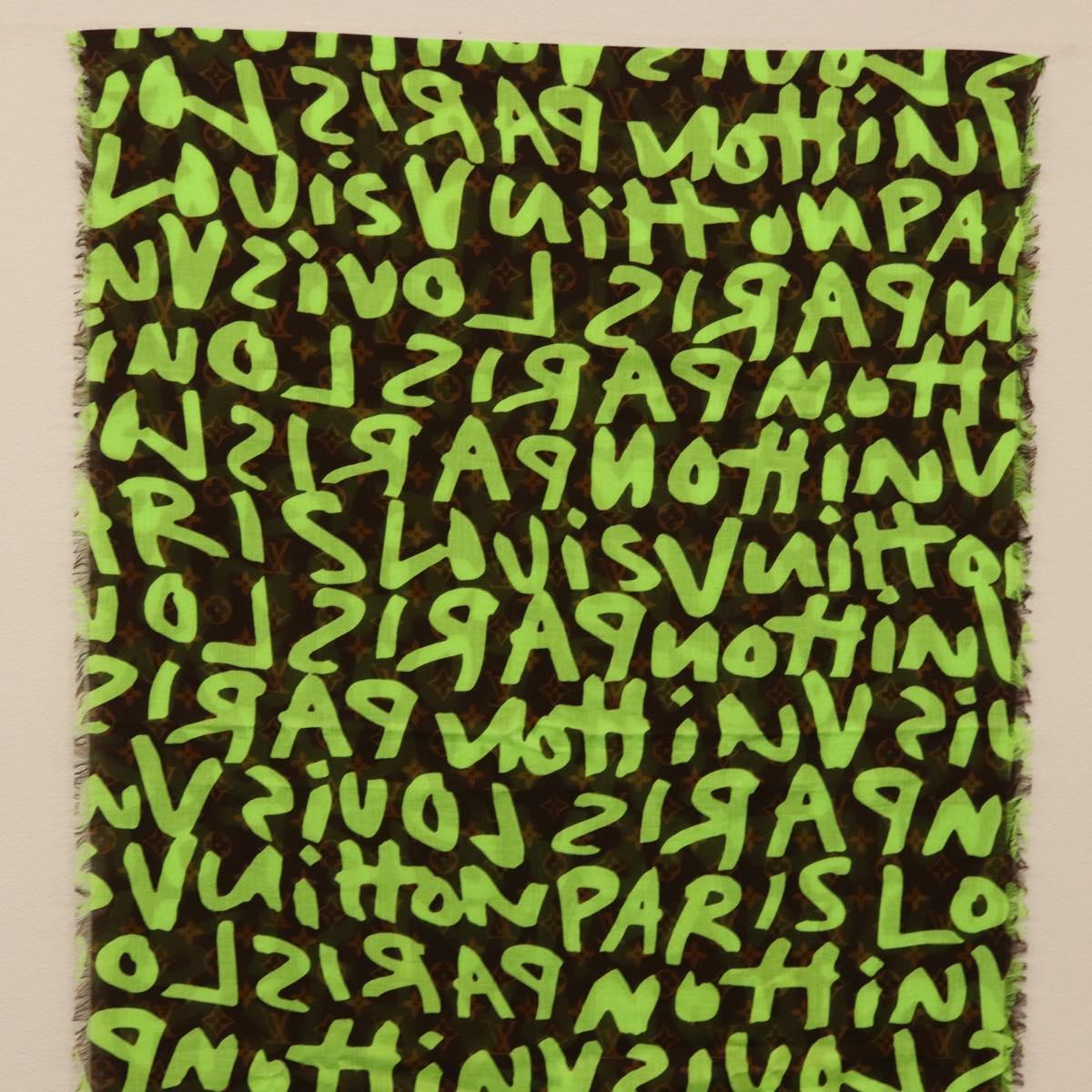 LOUIS VUITTON Monogram Graffiti Scarf Green LV Auth am10736SV
