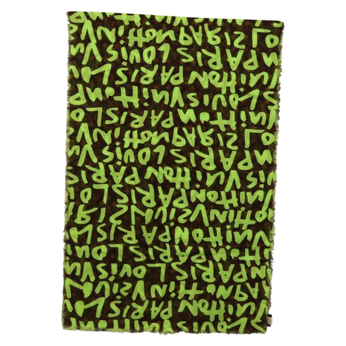 LOUIS VUITTON Monogram Graffiti Scarf Green LV Auth am10736SV