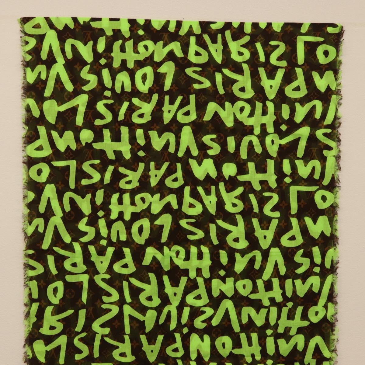 LOUIS VUITTON Monogram Graffiti Scarf Green LV Auth am10736SV