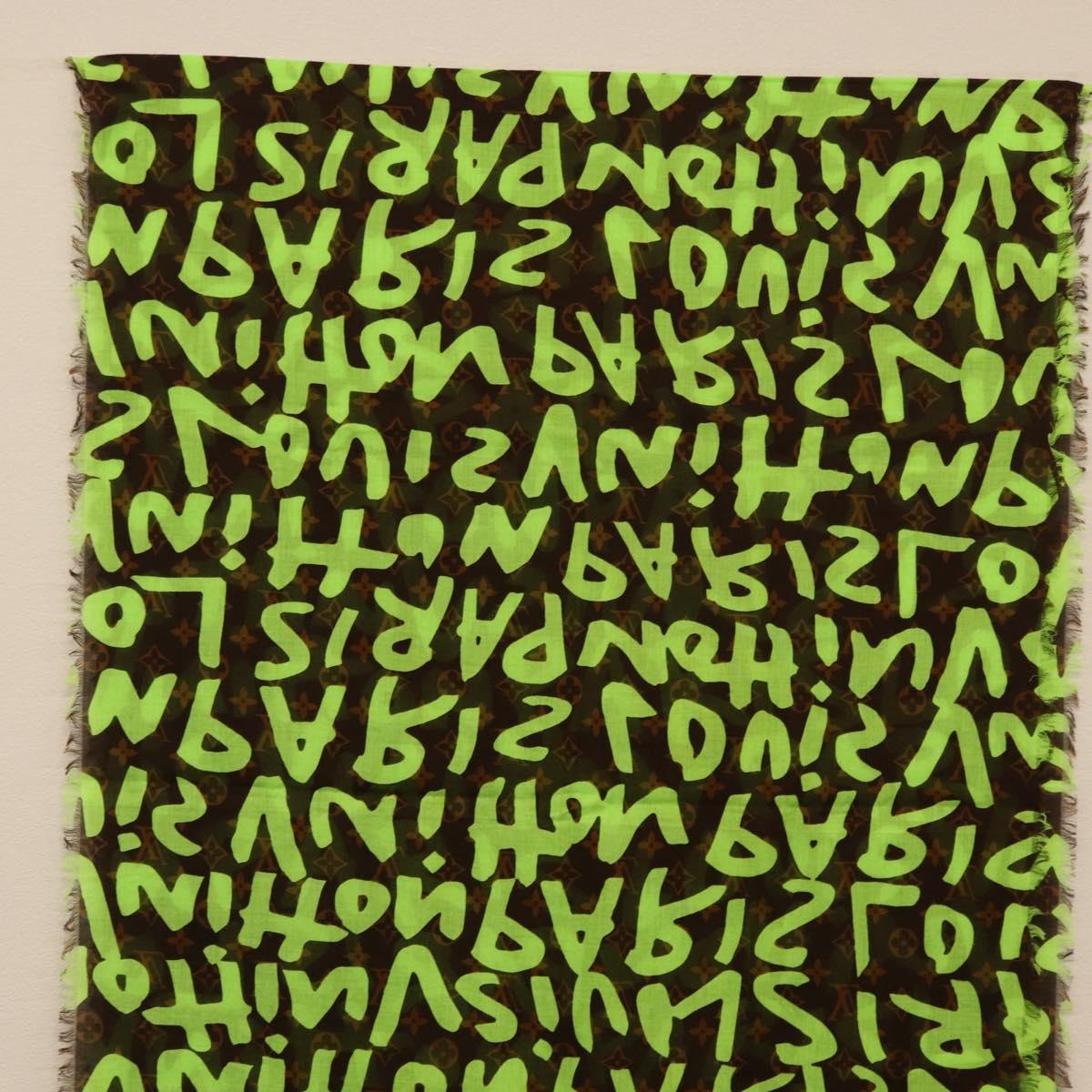LOUIS VUITTON Monogram Graffiti Scarf Green LV Auth am10736SV