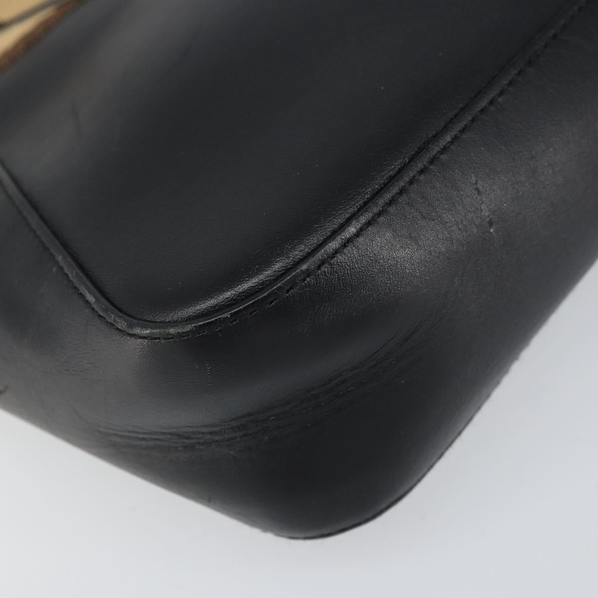 GUCCI Sherry Hand Bag Leather outlet Black Silver 000 0860 Auth am10737