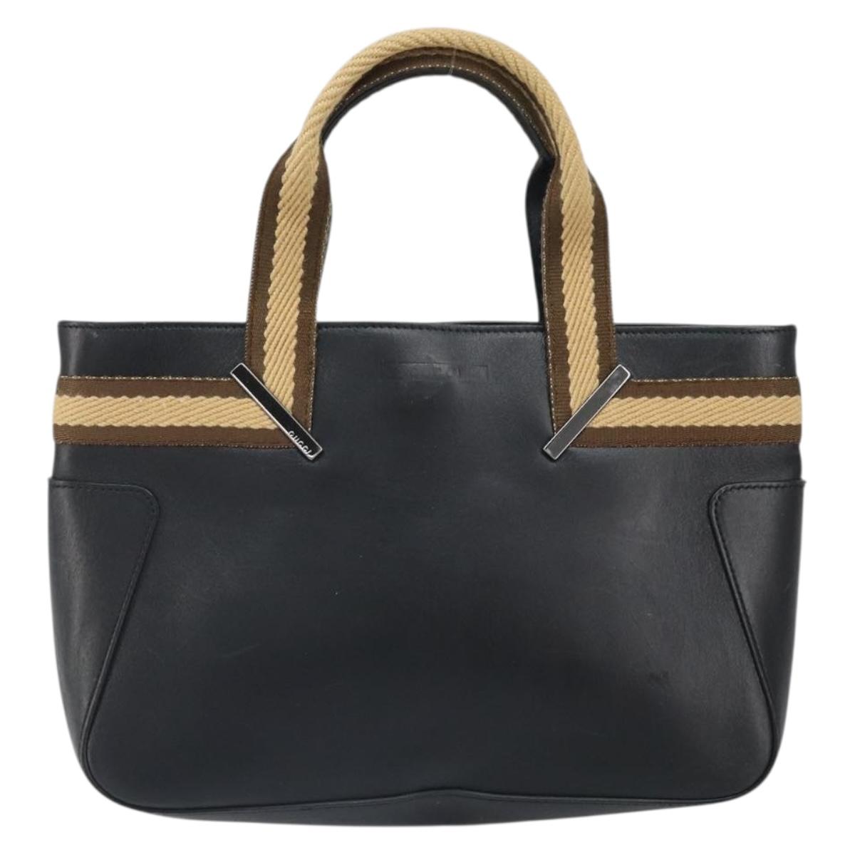 GUCCI Sherry Hand Bag Leather outlet Black Silver 000 0860 Auth am10737