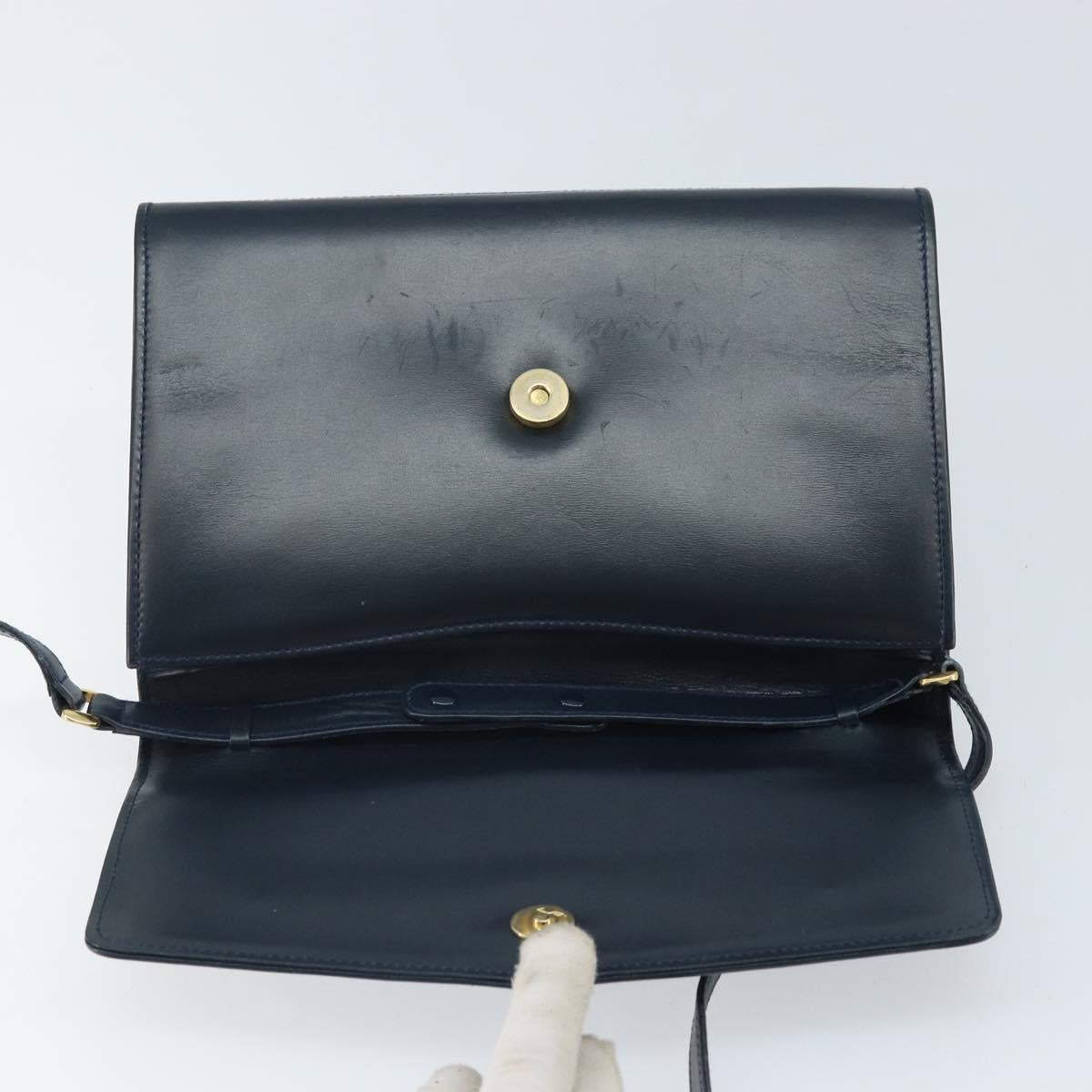 GUCCI Shoulder Bag Leather Navy Gold 406 004 2008 Auth am10743